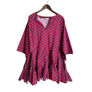 Rhode Ryan Dress in Red Retro Rainbow Print Mini Womans XL